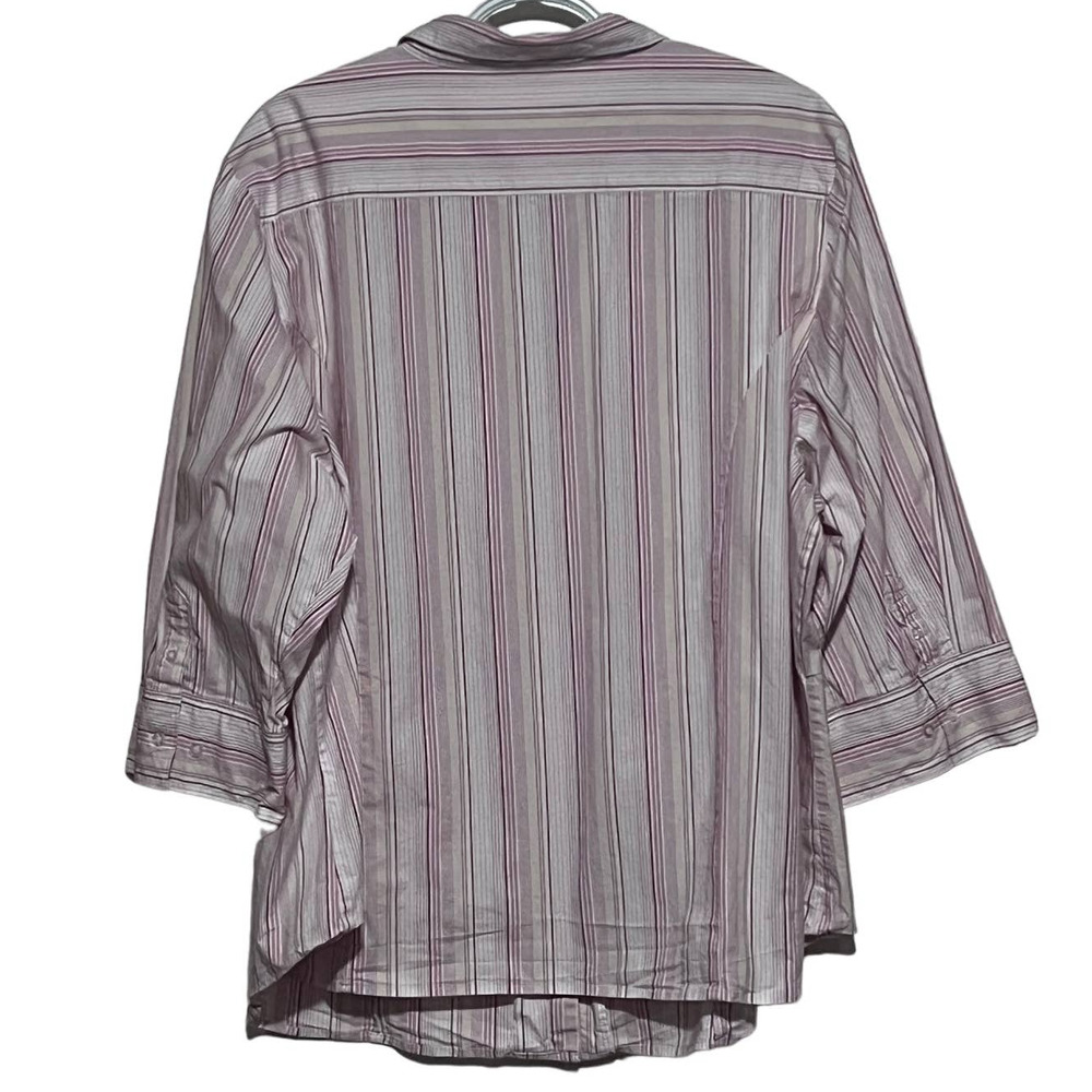 Lee Riders Instantly Slims You Women's Pink White Striped Button Blouse Size 4X - Picture 2 of 5